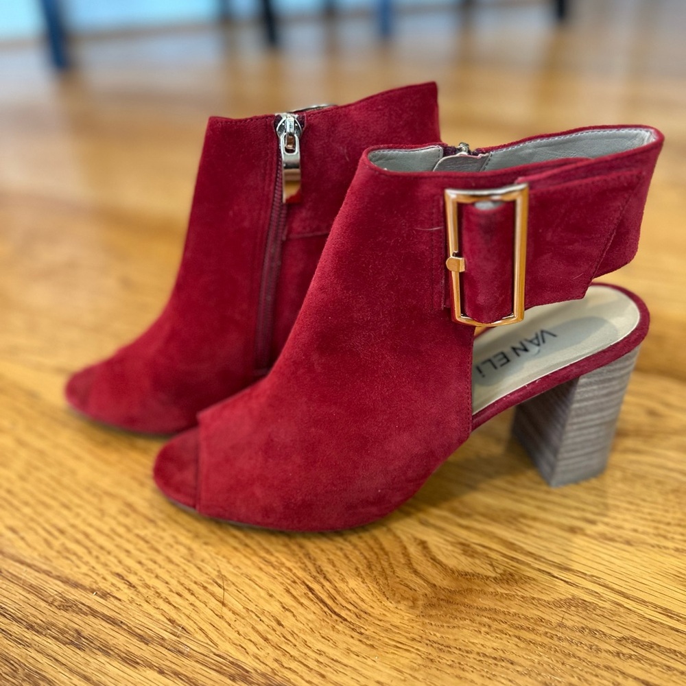 Vaneli Red Suede Bootie - Picture 2 of 6